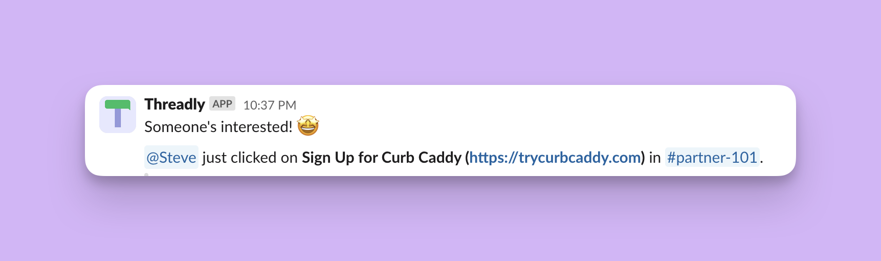 Enjoy real-time click data with Threadly's new internal notification