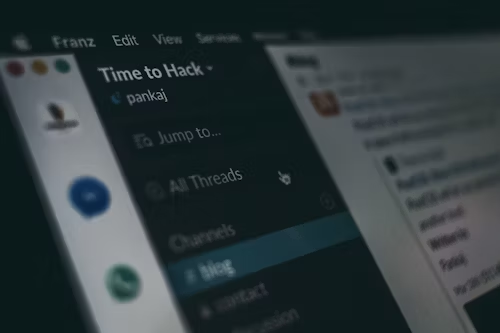 A picture of a slack screen