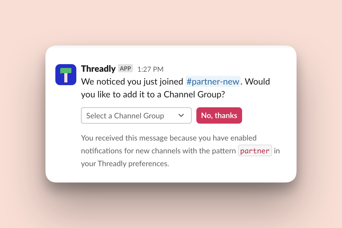 automatic channel grouping in slack threadly app