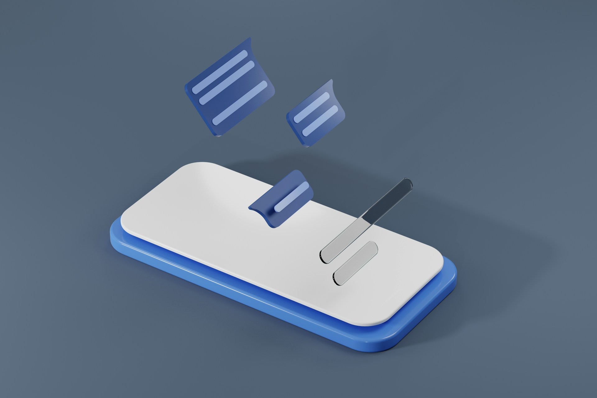 A blue and white square object