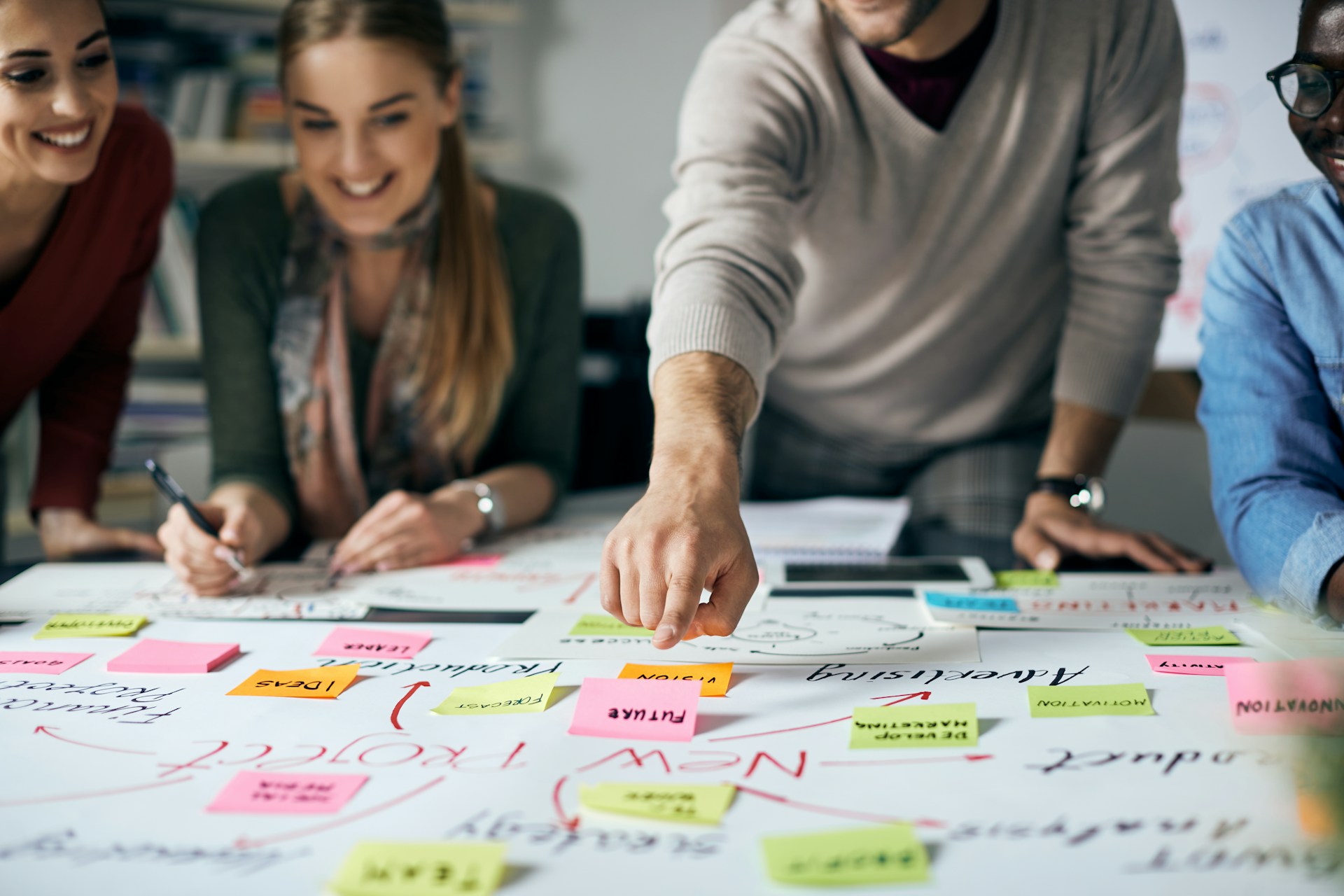 Picture of employees with post-its