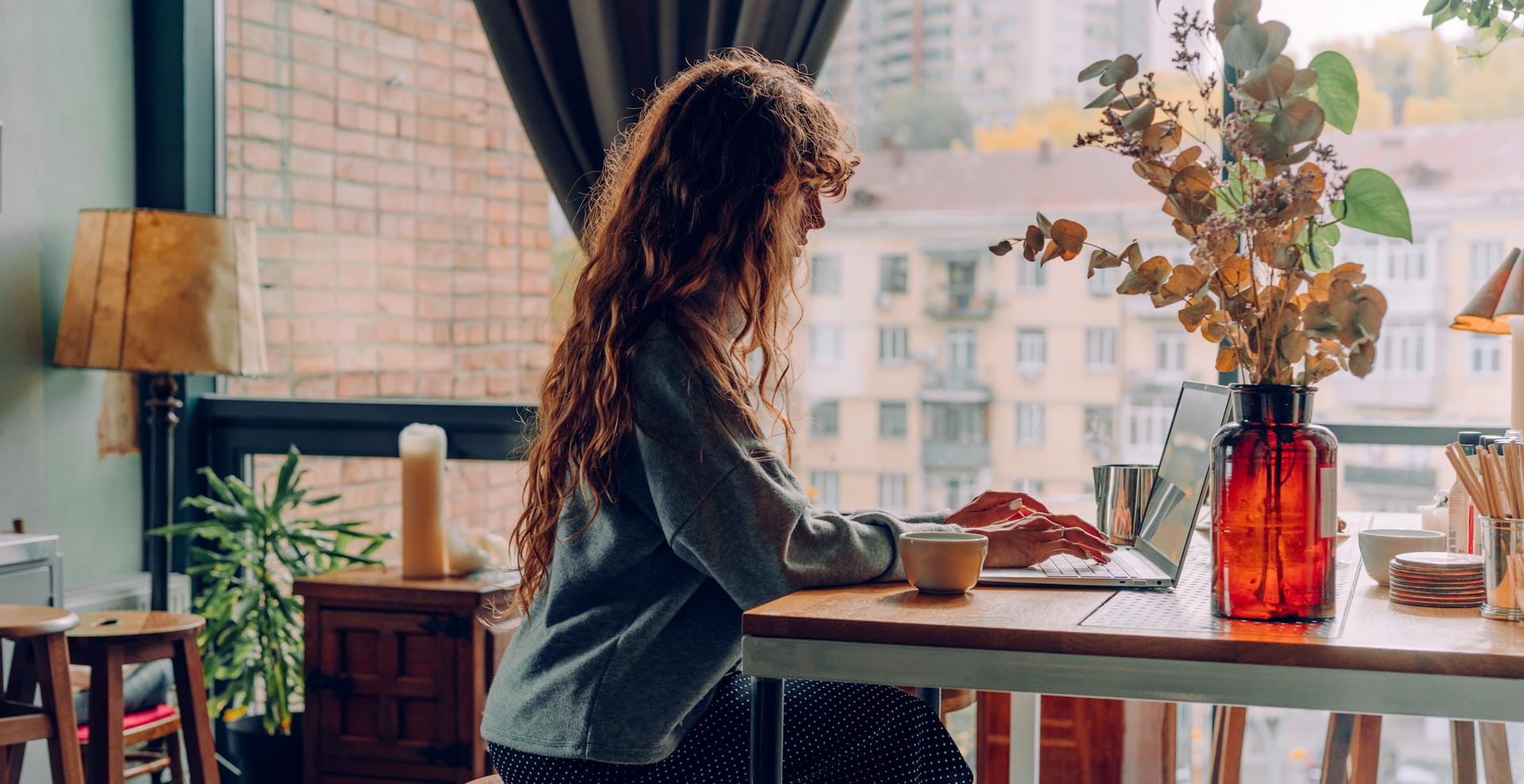 Woman using her laptop