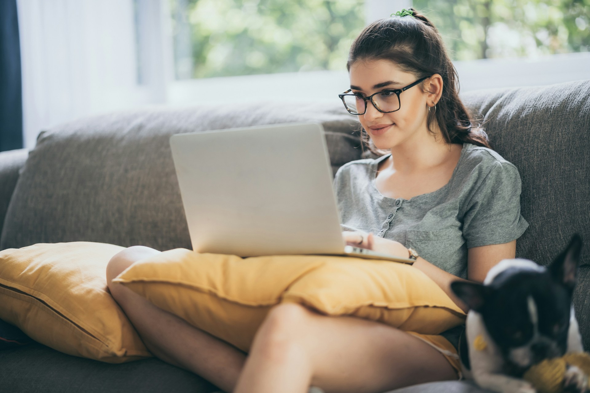 Woman using a laptop