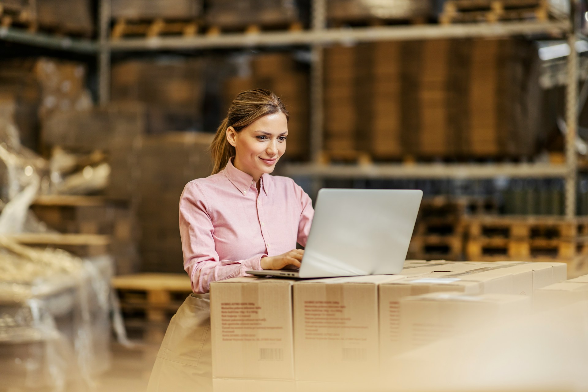 A woman using a laptop